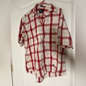 Burberry Red and White Checkered Men's Shirt